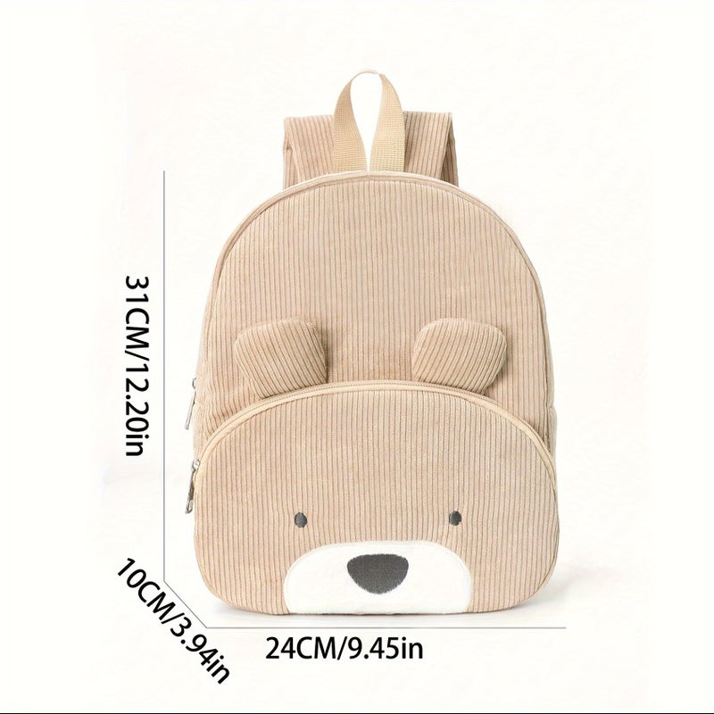 Cute Bear Corduroy School Backpack for Kids - Image 2
