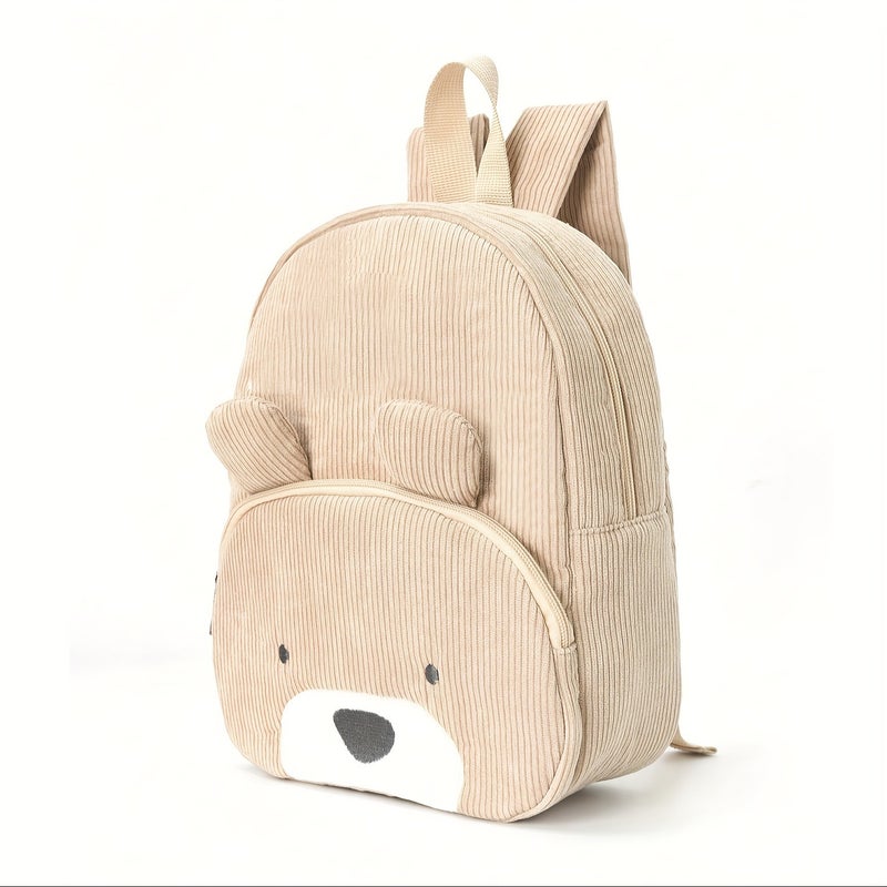 Cute Bear Corduroy School Backpack for Kids - Image 5