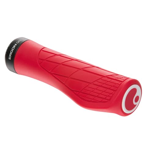 Ergon GA3 Ergonomic Lock-On MTB Grips – Winged Design for Mountain Bike Comfort and Wrist Support, Risky Red, Large - Image 1