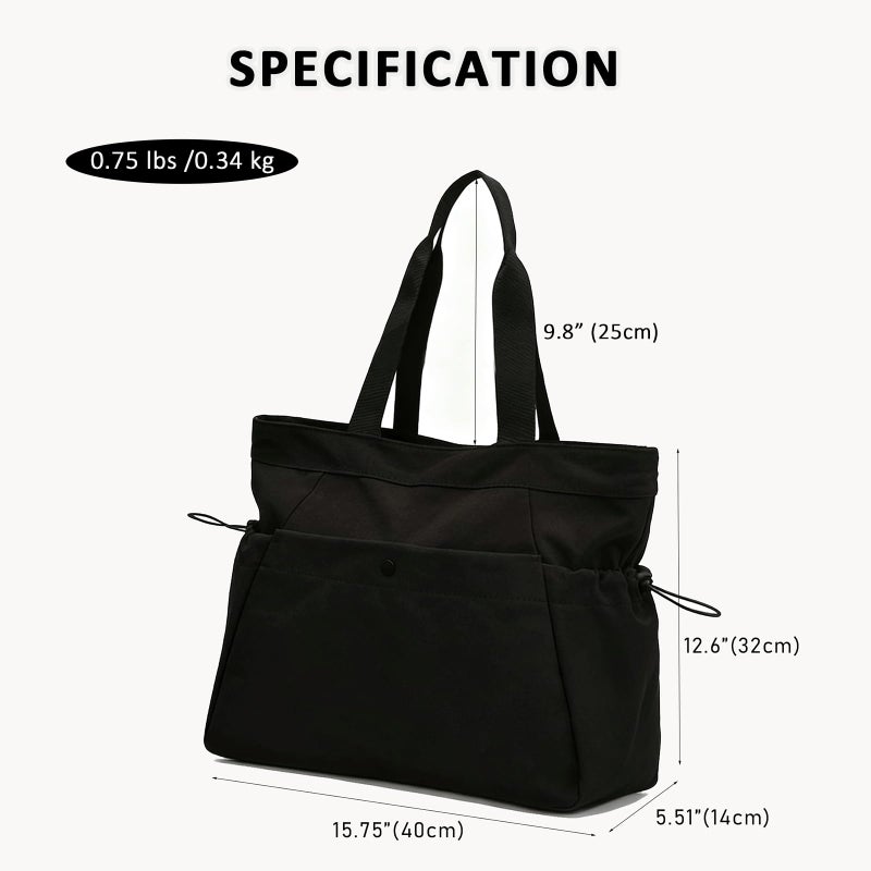 DLLTFPFE Yoga Bags for Women Gym Tote Bag with Adjustable Mat Holder Shoulder Bags Carrier Carryall for Yoga Pilates Travel Beach Work-Black - Image 4