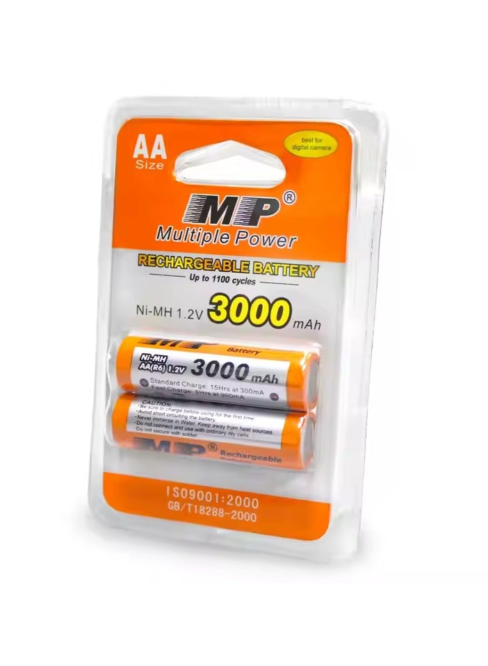 أم بي بطارية قابلة لإعادة الشحن AA 1.2V 3000mAh Ni-MH – سعة عالية وصديقة للبيئة – مناسبة للألعاب والأجهزة المنزلية وتخزين الطاقة الشمسية والمزيد  - Image 1