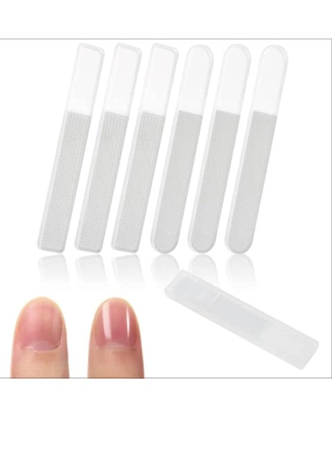 6 Pieces Nano Glass Nail Files Crystal Nail Shiner Buffer Polisher Crystal Glass Nano Nail File with Case for Natural Nails