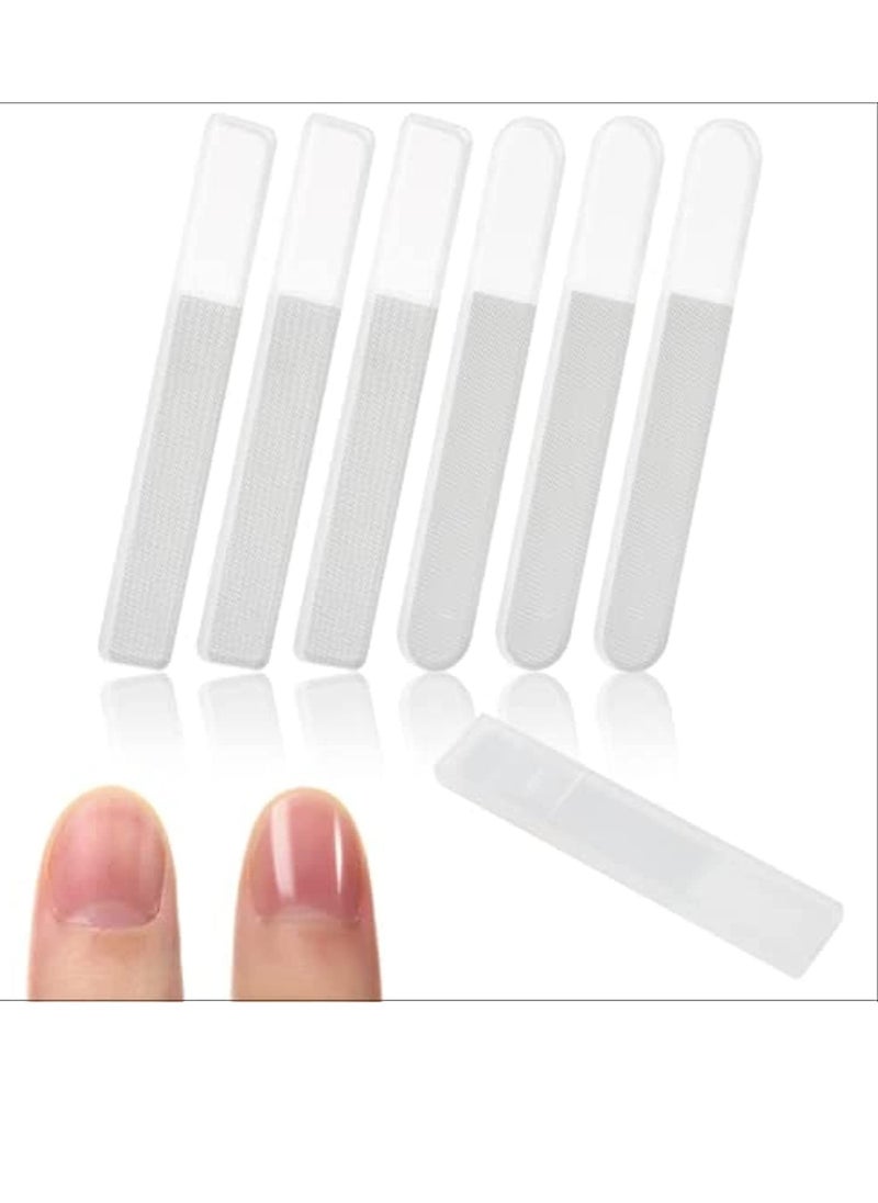 6 Pieces Nano Glass Nail Files Crystal Nail Shiner Buffer Polisher Crystal Glass Nano Nail File with Case for Natural Nails