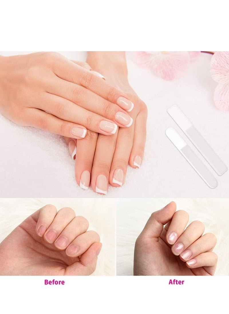 6 Pieces Nano Glass Nail Files Crystal Nail Shiner Buffer Polisher Crystal Glass Nano Nail File with Case for Natural Nails