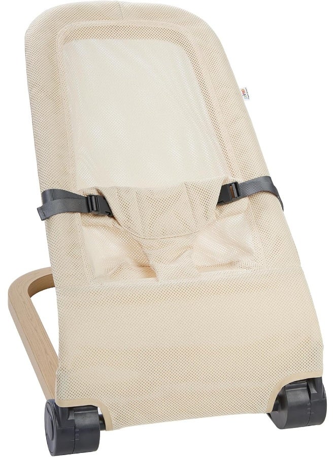 PRIMO Giggle Bounce Deluxe Folding Baby Bouncer Seat and Lounger (Cream) - Image 1
