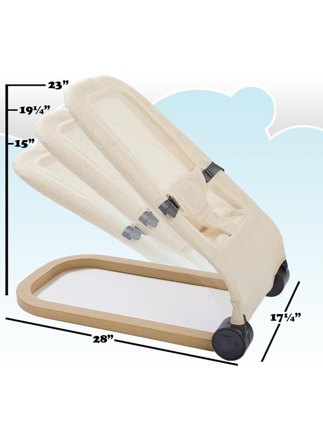 PRIMO Giggle Bounce Deluxe Folding Baby Bouncer Seat and Lounger (Cream) - Image 5