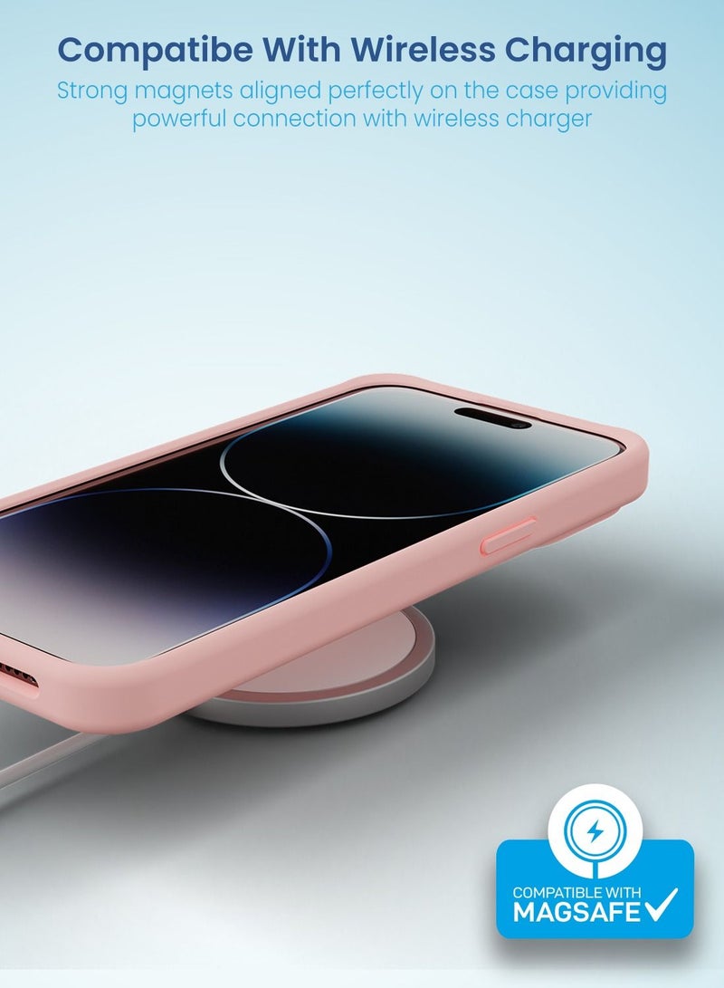 Remson Mag-X Magnetic Hybrid Protective Silicone Case  Protection For iPhone 14 Pro Max - (Pink) - Image 3