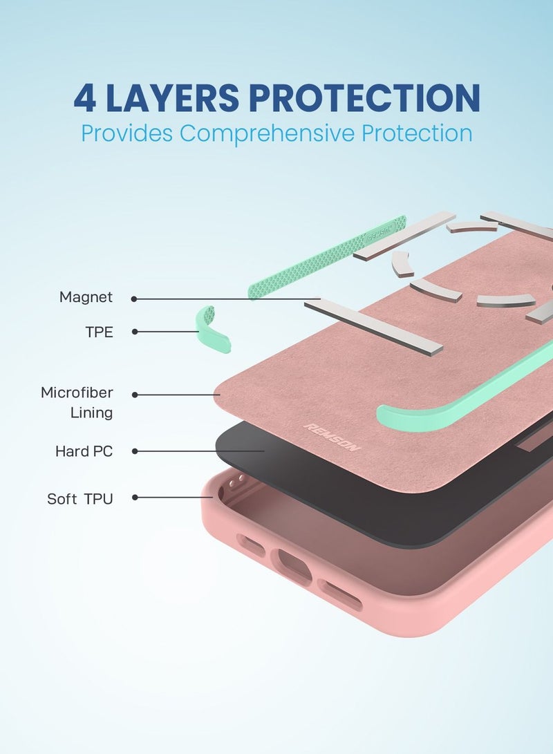 Remson Mag-X Magnetic Hybrid Protective Silicone Case  Protection For iPhone 14 Pro Max - (Pink) - Image 4