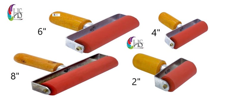 HAKIM'S HS Rubber Soft Roller,Soft Rubber Brayer,Glue Roller for Ink Paint Block Stamping, Printmaking Wallpaper Arts Crafts (Red, 8 Inch) - Image 2