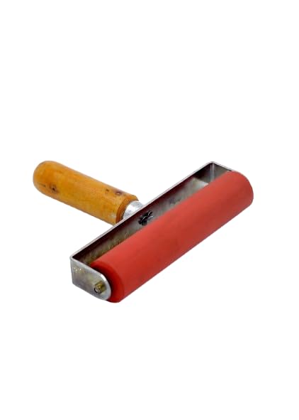 HAKIM'S HS Rubber Soft Roller,Soft Rubber Brayer,Glue Roller for Ink Paint Block Stamping, Printmaking Wallpaper Arts Crafts (Red, 8 Inch) - Image 4