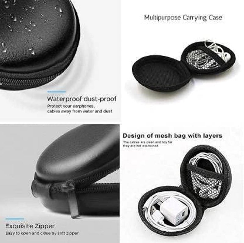 HANUMEX® Premium Earphone & Headphone Carrying Case | Protective Pouch for Earphones, Headsets, Pen Drives, SD Cards & Mobile Accessories | Durable & Compact (Black, Pack of 1) - Image 5