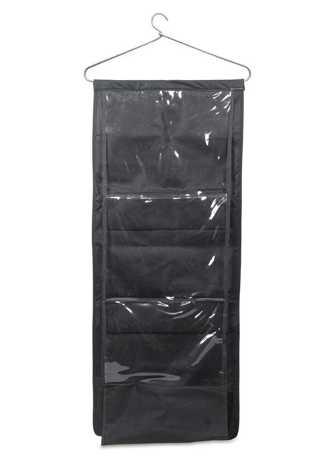 NadauN Handbag Organizer 6 Pockets for Ladies| Non-Woven Foldable Bag Organizer for Wardrobe|Transparent with Hanger | Purse Hanger (Black) - Image 2