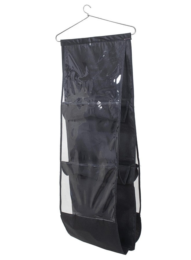 NadauN Handbag Organizer 6 Pockets for Ladies| Non-Woven Foldable Bag Organizer for Wardrobe|Transparent with Hanger | Purse Hanger (Black) - Image 4