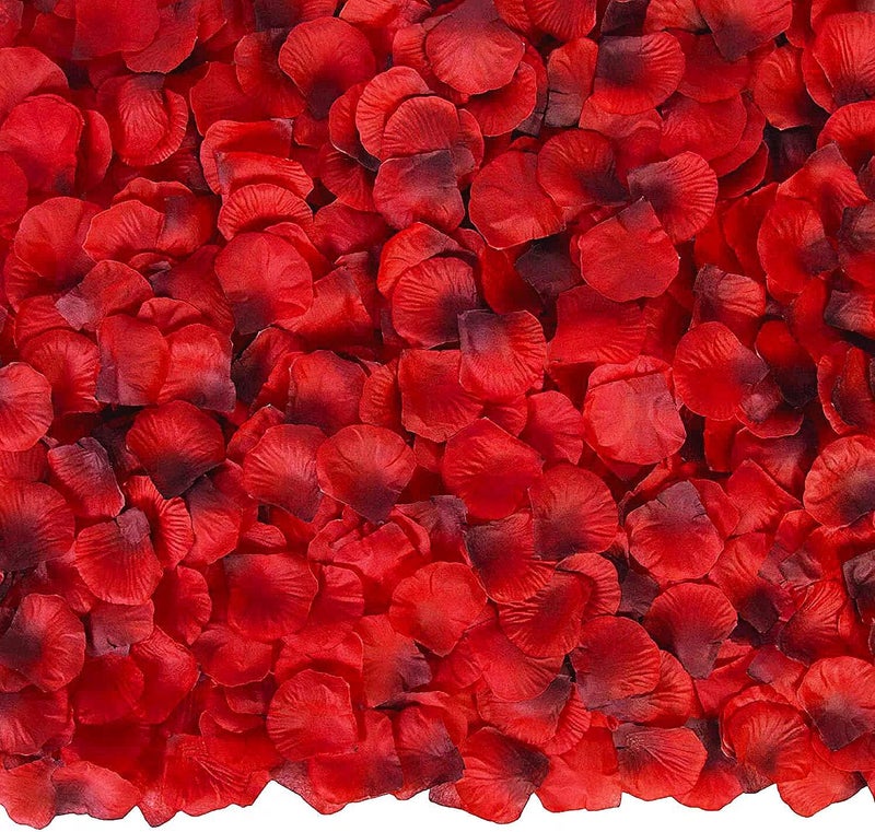 Attmu 3200 Pcs Artificial Rose Petals for Romantic Night Fake Rose Flower Petals for Wedding Party Valentines Day Decorations for The Home Dark Red