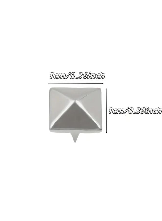 Black 101pcs Metal Pyramid Rivets 4 Tooth Square Head Studs For Crafts Leather Clothing Bags - Image 4