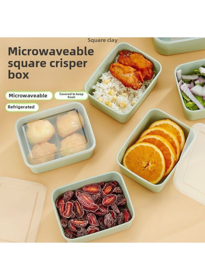 New Plastic Multi-functional Fresh-keeping Box Heightened Food Insulation Box Deepened Thickened Camping Storage Box Cross-border Wholesale-Specifications:Green 1800ml Transparent Cap-Color:Pack Of Four  - Image 4