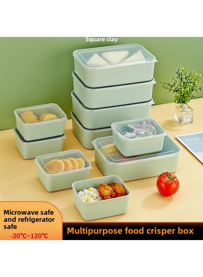 New Plastic Multi-functional Fresh-keeping Box Heightened Food Insulation Box Deepened Thickened Camping Storage Box Cross-border Wholesale-Specifications:Green 1800ml Transparent Cap-Color:Pack Of Four  - Image 2