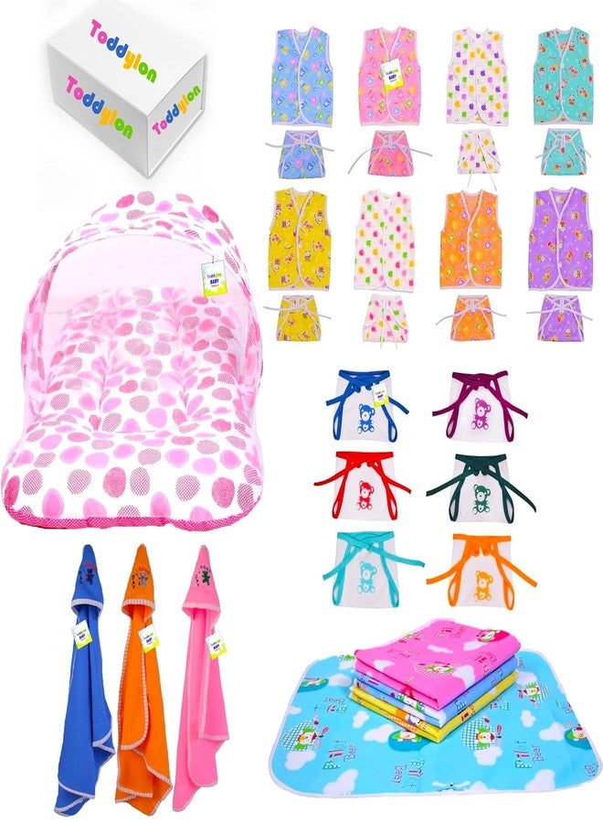 Toddylon 30 in 1 New Born Baby Products All Gift Pack | Baby Bedding Set | Baby Clothes | Essentials Items | Combo Set |New Born Boys Girls | Baby Bed (Multicolor, 0-6 Months) - Image 1