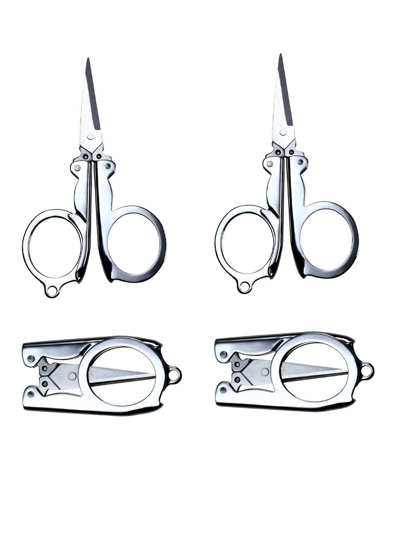 4 عبوات من الفولاذ المقاوم للصدأ مقص محمول قابل للطي قابل للطي من الفولاذ المقاوم للصدأ، مقص صغير لتقطيع الورق - Image 1