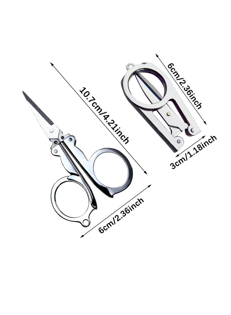 4 عبوات من الفولاذ المقاوم للصدأ مقص محمول قابل للطي قابل للطي من الفولاذ المقاوم للصدأ، مقص صغير لتقطيع الورق - Image 2