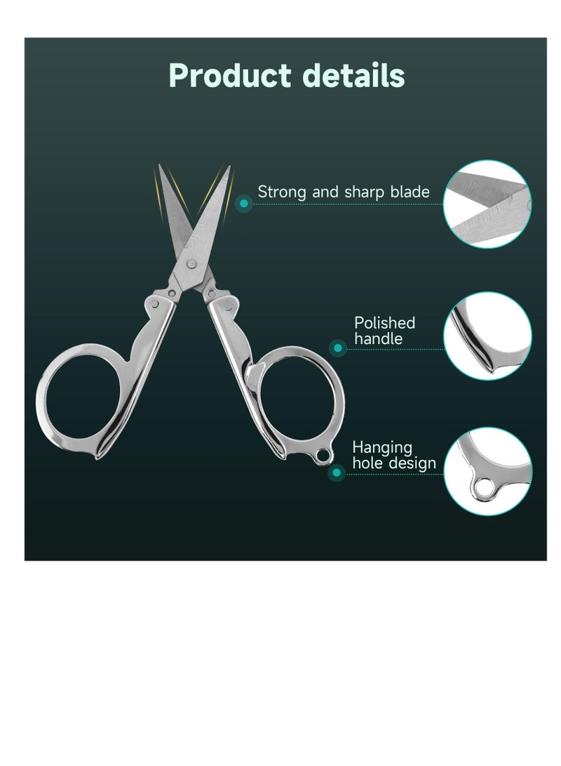 4 عبوات من الفولاذ المقاوم للصدأ مقص محمول قابل للطي قابل للطي من الفولاذ المقاوم للصدأ، مقص صغير لتقطيع الورق - Image 3