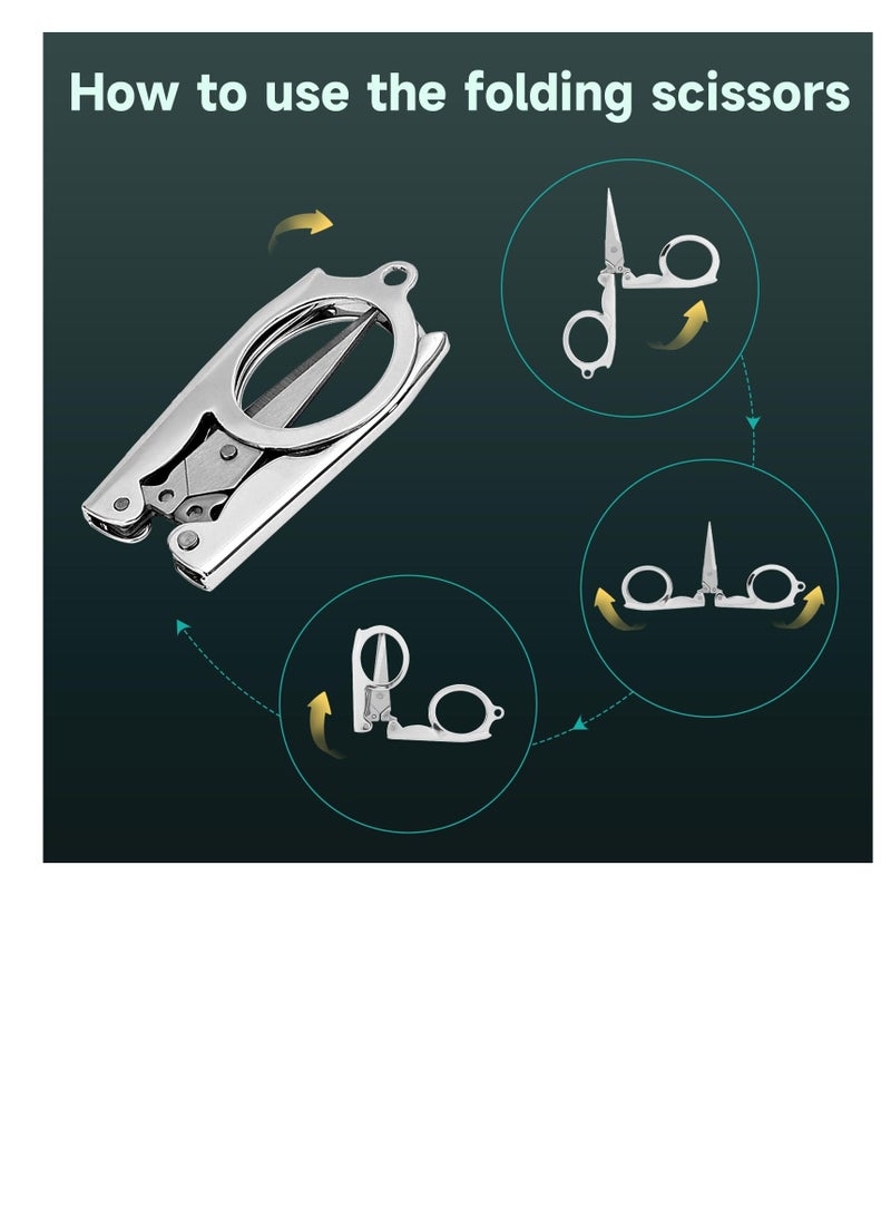 4 عبوات من الفولاذ المقاوم للصدأ مقص محمول قابل للطي قابل للطي من الفولاذ المقاوم للصدأ، مقص صغير لتقطيع الورق - Image 4