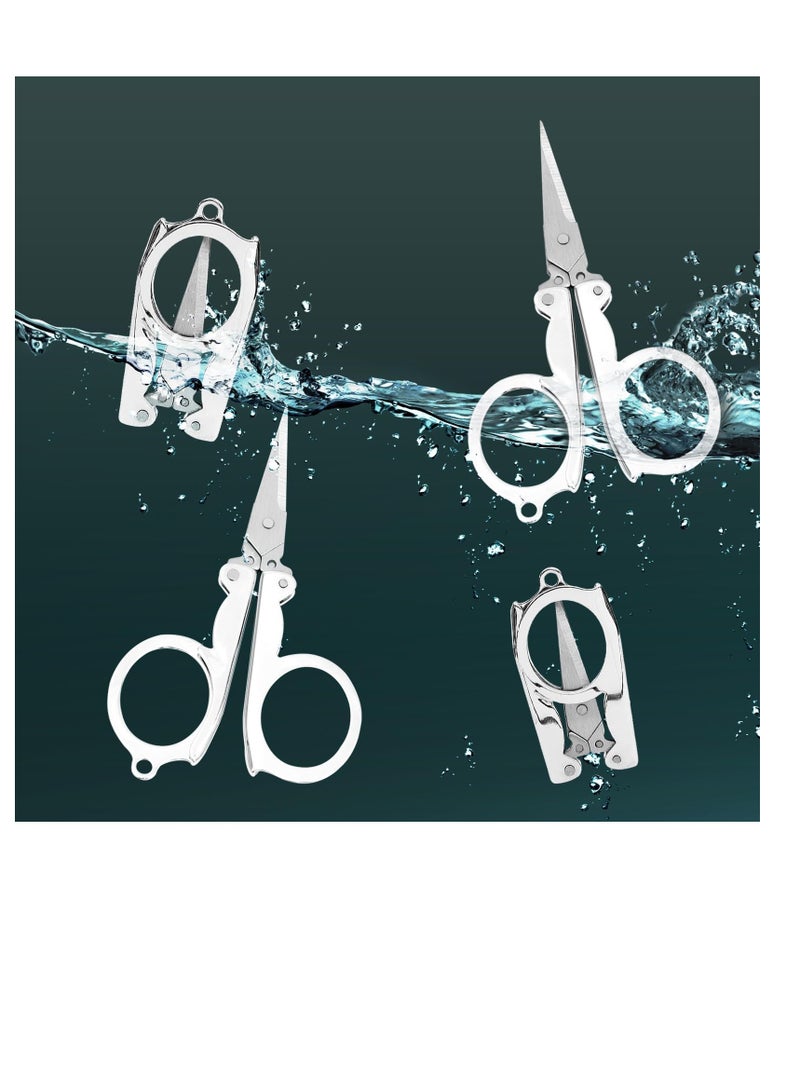 4 عبوات من الفولاذ المقاوم للصدأ مقص محمول قابل للطي قابل للطي من الفولاذ المقاوم للصدأ، مقص صغير لتقطيع الورق - Image 5