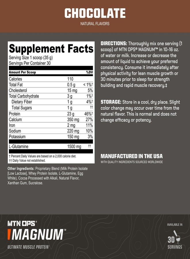 MTN OPS Magnum Chocolate Protein Powder, 23g of Whey Isolate Protein & Milk Protein with BCAAs, Zero Sugar & Gluten Free, 30-Servings - Image 3