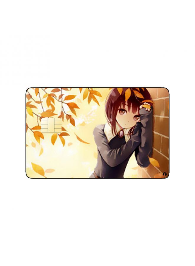 RKN PRINTED BANK CARD STICKER Cute Anime Girl At Sunset - Image 1