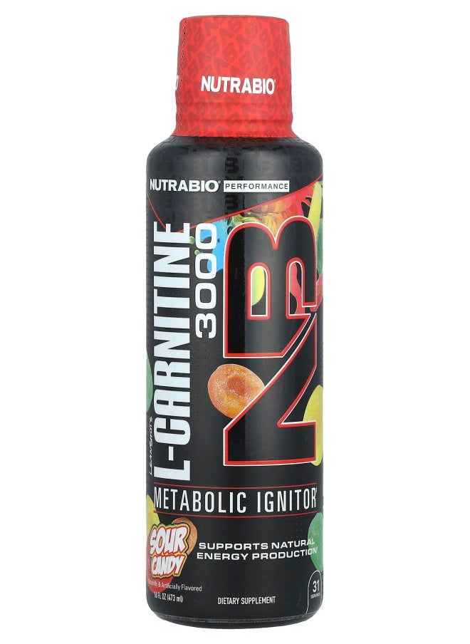 NutraBio Lean Shots L-Carnitine 3000 Sour Candy 16 fl oz (473 ml) 