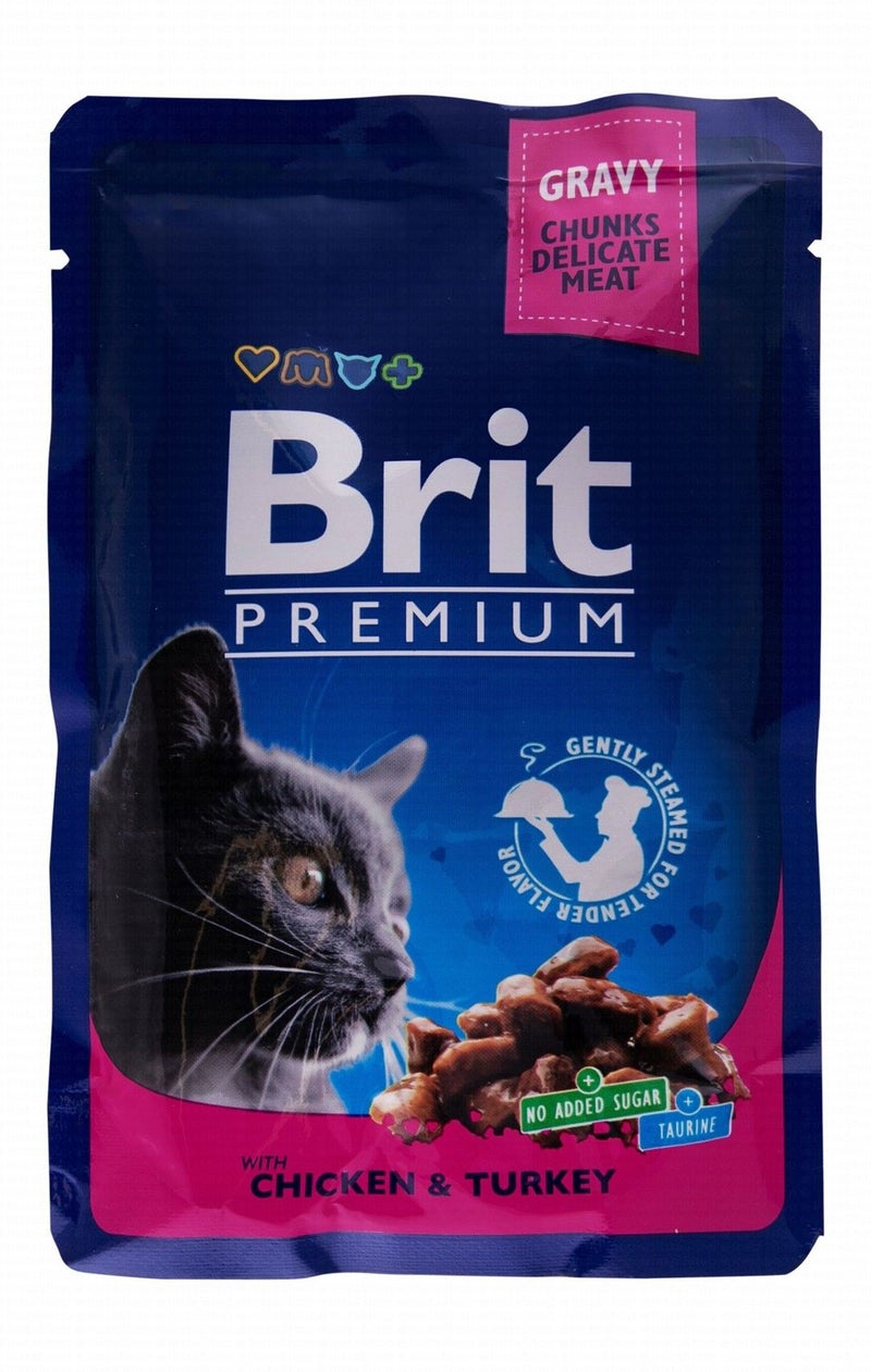 Brit Wet Cat Food with Chicken & Turkey Chunks in Gravy, 100 g - Image 1