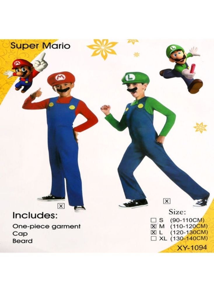 بريميم زي سوبر ماريو للأطفال الصغار – طقم من قطعة واحدة باللونين الأحمر والأزرق مع قبعة متناسقة - Image 1