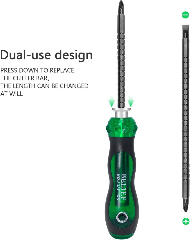 Yalin 3-Piece Ratchet Telescopic Screwdriver, Double-Head Magnetic Ratcheting Screw Driver, Adjustable Rod Length, The Tip of the Rod are Slotted and Phillips, Industrial Strength, Easy to Load - Image 3