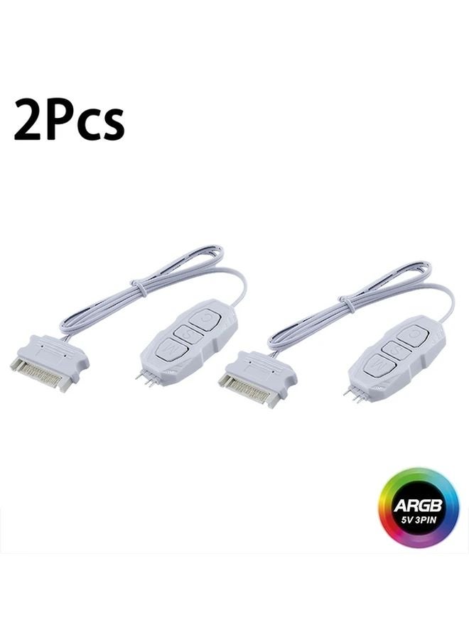 قطعتان من وحدة تحكم زر يدوي أبيض ARGB، تحكم في وضع إضاءة LED بمنفذ 5 فولت 3 دبابيس مع طاقة SATA - Image 1