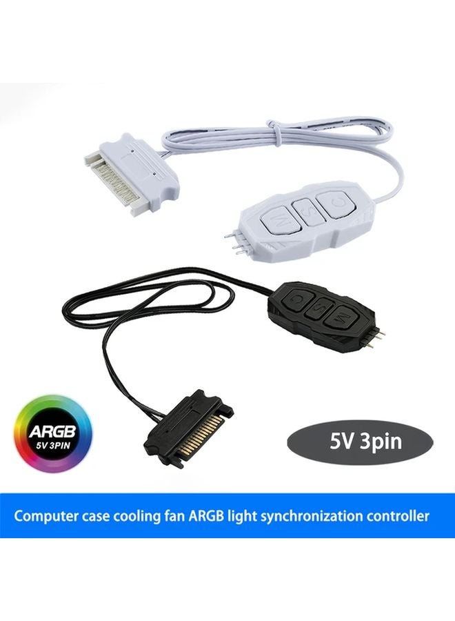 قطعتان من وحدة تحكم زر يدوي أبيض ARGB، تحكم في وضع إضاءة LED بمنفذ 5 فولت 3 دبابيس مع طاقة SATA - Image 2