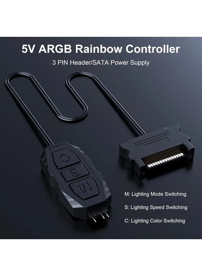 قطعتان من وحدة تحكم زر يدوي أبيض ARGB، تحكم في وضع إضاءة LED بمنفذ 5 فولت 3 دبابيس مع طاقة SATA - Image 4