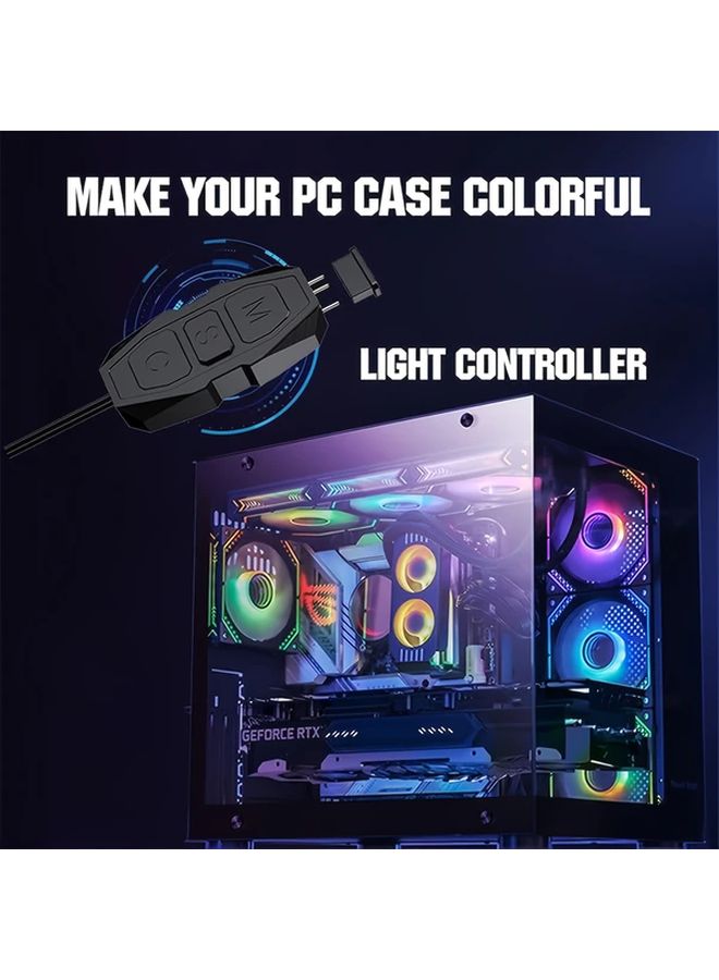 قطعتان من وحدة تحكم زر يدوي أبيض ARGB، تحكم في وضع إضاءة LED بمنفذ 5 فولت 3 دبابيس مع طاقة SATA - Image 5