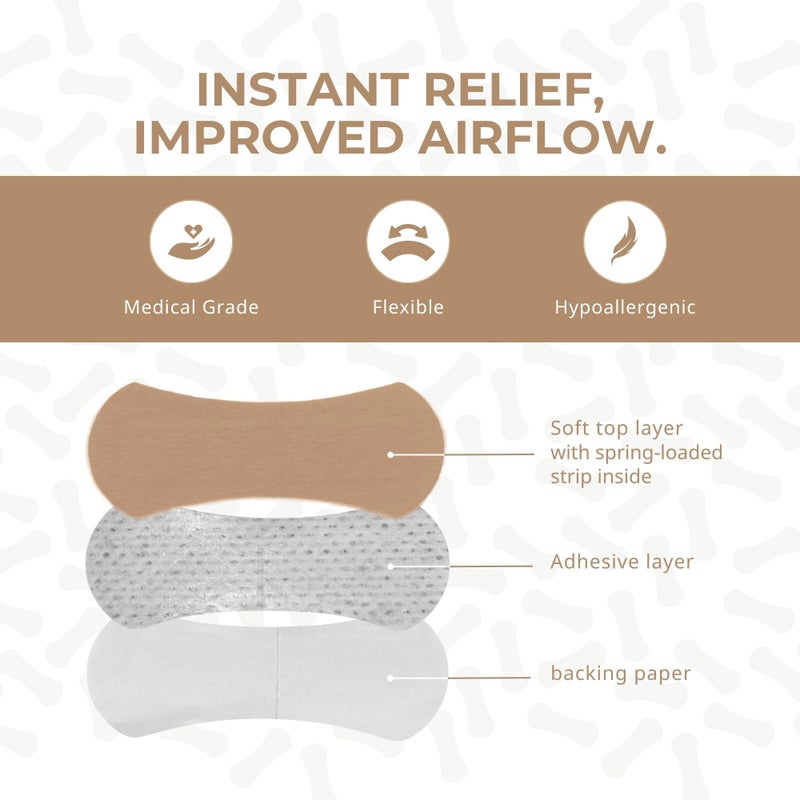 THYSOL Nasal Strips (60 ct) for Breathing - Nose Strips for Sports - Anti Snoring Solution & Nasal Congestion Relief Nose Tape for Sleeping - Universal Fit, Extra Strength for Sensitive Skin - Beige - Image 3