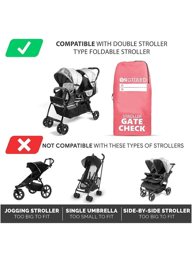 ONGUARD Waterproof Single and Double Stroller Bag for Airplane - Travel Stroller Cover for Air Travel and Storage - Gate Check Bag Backpack- Baby Airplane Essentials - Red - Image 3