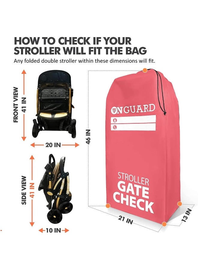 ONGUARD Waterproof Single and Double Stroller Bag for Airplane - Travel Stroller Cover for Air Travel and Storage - Gate Check Bag Backpack- Baby Airplane Essentials - Red - Image 2