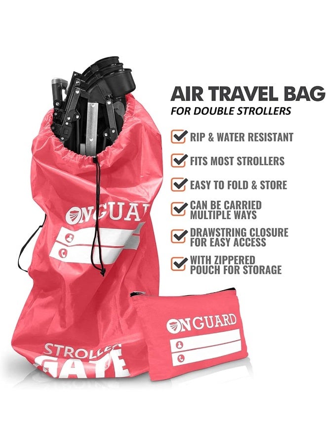 ONGUARD Waterproof Single and Double Stroller Bag for Airplane - Travel Stroller Cover for Air Travel and Storage - Gate Check Bag Backpack- Baby Airplane Essentials - Red - Image 5