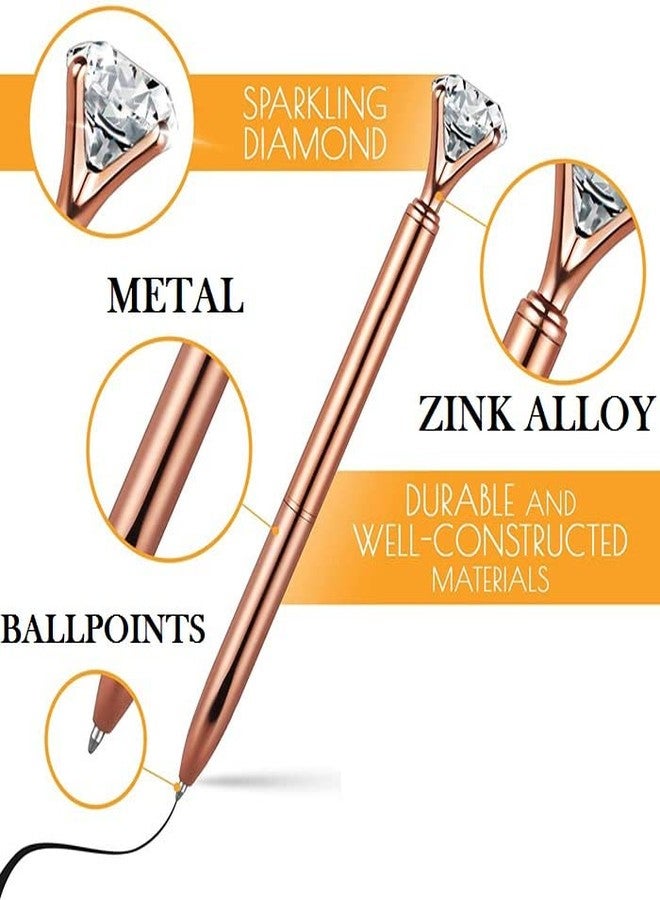 Luxula 4 Pcs Big Crystal Diamond Rose Gold Pen set with Pen Storage Box for Office or Gift Set (Muticolor) - Image 3