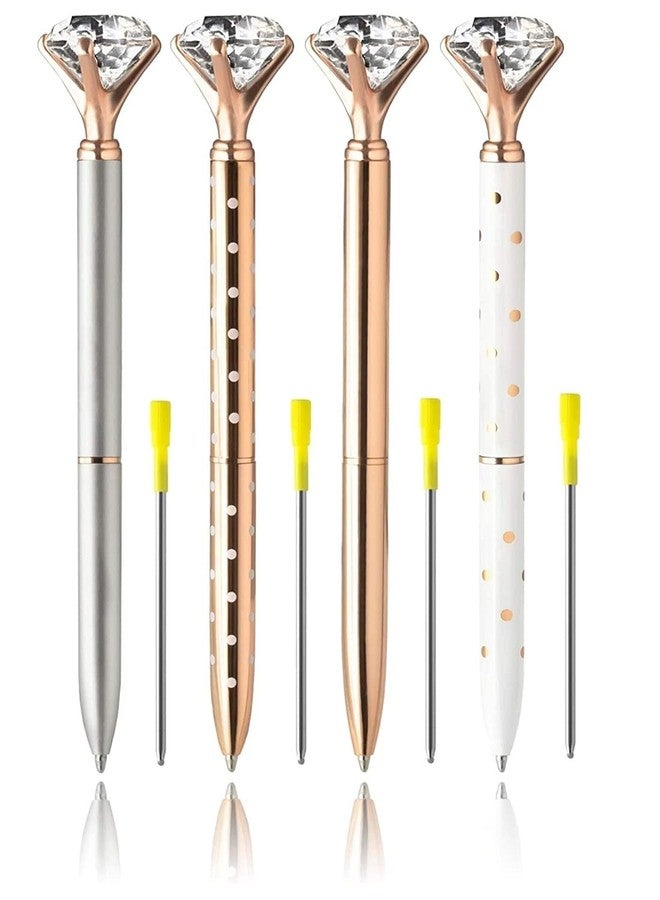 Luxula 4 Pcs Big Crystal Diamond Rose Gold Pen set with Pen Storage Box for Office or Gift Set (Muticolor) - Image 1