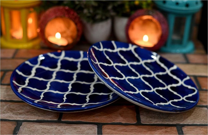 Jetwals Ceramic Dinner Plates Blue Color Plate Plate 7 inch Pack of 2 - Image 1