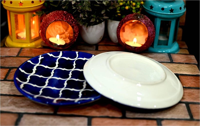 Jetwals Ceramic Dinner Plates Blue Color Plate Plate 7 inch Pack of 2 - Image 2