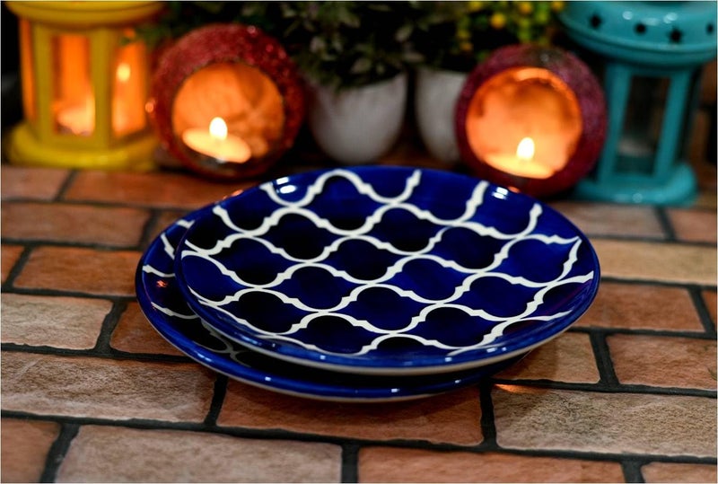 Jetwals Ceramic Dinner Plates Blue Color Plate Plate 7 inch Pack of 2 - Image 3
