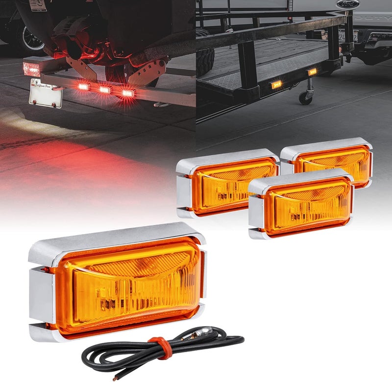ONLINE LED STORE 4pc Amber Trailer Marker Light with Chrome Bezel - Image 1
