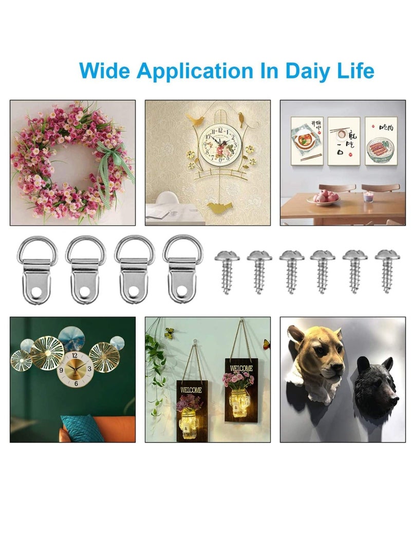 50 Pack D Ring Picture Frame Hanging Hangers with Screws for Picture Hanging, Home Decoration, Artwork, Picture Frame Hook, Photos, Mirrors, Hanging Clock  - Image 4
