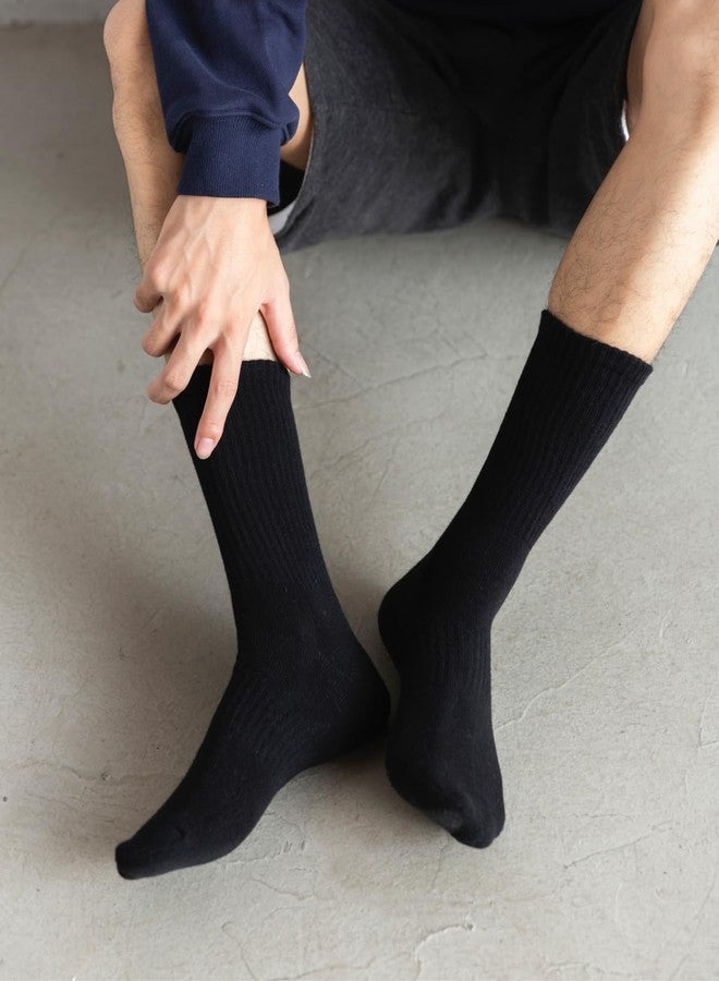 Irisbear Mens Cotton Crew Socks Athletic Workout Long Boot Socks Size 9-11 Black - Image 2