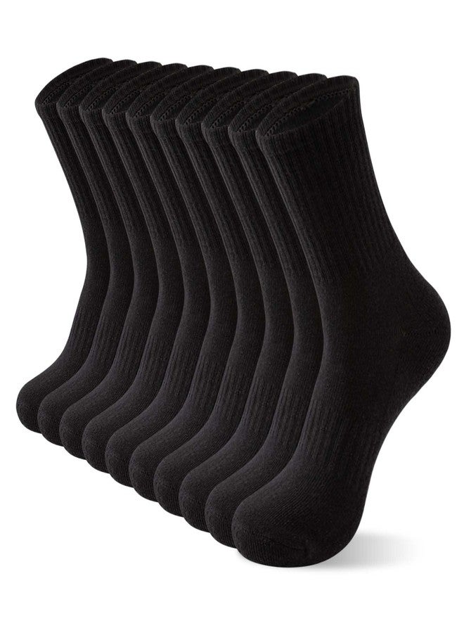 Irisbear Mens Cotton Crew Socks Athletic Workout Long Boot Socks Size 9-11 Black - Image 1